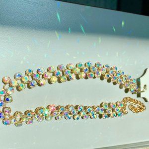 Elegant Gold and Multicolor Crystal choker